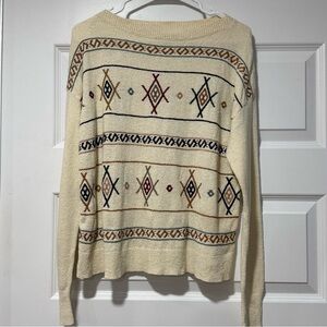Madewell Cream Sweater with Geometric Accents